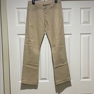 WOMENS VINTAGE 7 FOR ALL MANKIND TAN WOVEN HERRINGBONE FLARE JEANS SIZE 29